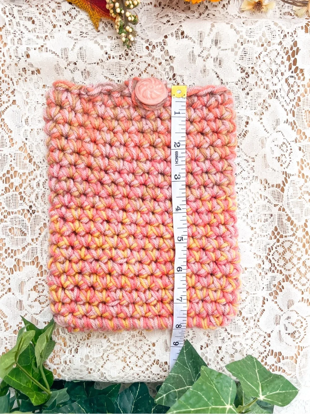 Handmade Chunky Crochet Kindle Case in Pink Multi